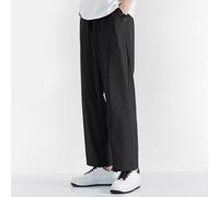 Men's Ice Silk Trousers Straight Leg Summer Casual Pants Breathable Thin Solid Full Length M-3XL(Black XL)