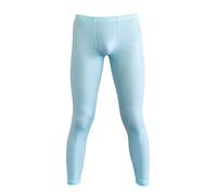 Mens Ice Silk Underwear Pants Low Rise Long John Leggings Base Layer Sports Bottom, Style-2-light Blue, Medium