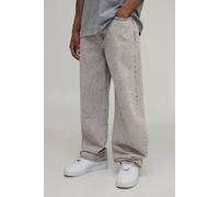 Men's Ice Wash All Over Rhinestone Relaxed Fit Jeans | Ice Grey | Size 30R | BOOHOOMAN