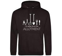 Mens I'd Rather be at The Allotment Hoodie - Gardening Birthday Present for Grandad - Gardeners Gifts, M, Black