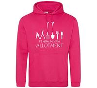 Mens I'd Rather be at The Allotment Hoodie - Gardening Birthday Present for Grandad - Gardeners Gifts, XL, Bright Pink