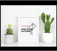 Mens I'd Rather Be Down The Allotment Life Inspirational Quote in Frame 60 SECOND MAKEOVER White One Size