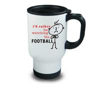 Mens I'd Rather Be Watching The Football Metal Travel Mug 60 SECOND MAKEOVER White One Size