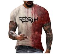 Men's 'I'm Fine' Halloween Problem Solved T-Shirt - Short Sleeve Blood Stain Hand Splash Design (2-Brick Red, XXXL)