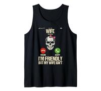 Mens I'm Friendly But My Wife Isn't Skeleton Pink Bow Tank Top