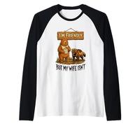 Mens I'm Friendly Wife Isnt Bear Honey Raglan Baseball Tee