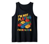 Mens I'm Not Playing I'm Building Brick Builder Building Block Tank Top