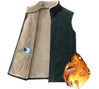 Men's Imitation Lambswool Polar Fleece Vest Autumn Winter Lined, Stand-Up Vest Sleeveless Zip Up Warm Windproof Jacket Gray