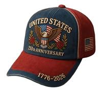 Men's Independence Day 250th Anniversary Baseball Cap Outdoor Sunshade Baseball Cap K2 Trucker Hat (Navy, One Size)