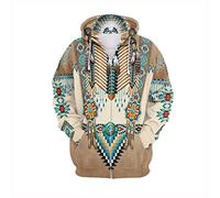 Men's Indian Pattern Hooded Jacket with Print 3-D Print Casual Jacket Basic Short Coat Hiking Outdoor Jacket with Zip Winter Coat Oversized Jackets Vintage Blouson, gray, 4XL