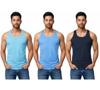 Mens Interlock Vests 100% Pure Cotton Assorted Blues 3 OR 6 Pack Sizes S- 5XL (as8, Alpha, m, Regular, Regular, 6)