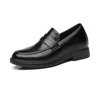 Men's Invisible Height Increasing Slip-On Loafers Formal Elevator Dress Shoes Round Toe Height-Enhancing Bussiness Oxford Shoes,8cm/3.15inchs Height,7 UK