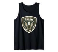 Mens Irish Electrician Celtic Crest Shield Emblem Gaelic Graphic Tank Top