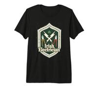 Mens Irish Electrician Celtic Shield Emblem Gaelic Graphic Design Premium T-Shirt