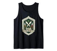 Mens Irish Electrician Celtic Shield Emblem Gaelic Graphic Design Tank Top