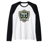 Mens Irish Electrician Celtic Shield Emblem Graphic Design Raglan Baseball Tee