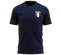 Mens Italia Shield Badge T Shirt - Football Country Italian Footy Fans Flag Gifts for Him - Italy Supporter Tee, M, Navy