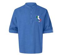 Men's Italian Flag Print Long Sleeve Shirt for Spring Summer Everyday Sports Comfortable Breathable Fit Pocket Button Placket, blue, XXL