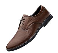 Mens Italian Leather Oxford Dress Shoes Pointed Toe Classic Business Wedding Formal Shoes for Office Prom and Stylish Evening Events(Marrone,6 UK)