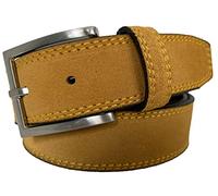 MENS ITALIAN SUEDE BELT 35MM FORMAL CASUAL (MUSTARD, SMALL-30-32-INCHES)