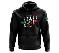 Mens Italy Rugby Since 1928 Hoodie - Supporter Rugby Italian Badge Rugga Gifts for Him - Italia Sports Fan, Black, XL
