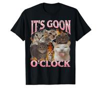 Men's It's Goon O'clock Laughing Cat Meme T-Shirt 100% Cotton Round Neck Short Sleeve Lightweight Breathable Fun Casual Summer Tee Black
