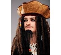 Mens Jack Sparrow Style Pirate Hat with Beads DOES NOT INCLUDE WIG