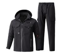 Men's Jacket And Pants Set, Men's Warm Hooded Insulated Waterproof Snowboard Snowsuits Set, Outdoor Sports Two Piece Ski Suit, For Work Outdoor Ski Fishing Riding Motorcycles (Color : Black, Size :
