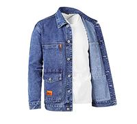 Men's Jacket Blouson Jacket Men Loose Shirt Solid Color Long Sleeve Mens Classic Trucker Denim Jackets Button Down Jean Jackets Casual Solid Color Cowboy Outerwear Coat with Pocket