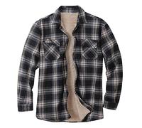 Mens Jacket Clearance Men's Warm Sherpa Lined Fleece Flannel Shirt Long Sleeve Checked Shirt Button Down Lumberjack Casual Regular Fit Cotton Work Plaid Shirt Lined Camp Shirts with Pockets