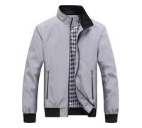 Men's Jacket Coat Fashion Casual Jacket Loose Middle aged Dad's Fashion Baseball Jacket Men Overcoat,Gray,4XL