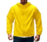 Mens Jacket Smart Casual Men's Casual Mountain Windproof Ski Jacket Windproof Raincoats Winter Warm Hooded Coats Mens Thicken Snowboard Jackets (Yellow,XXL)