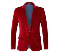 Men's Jacket Sporty Modern Blazer Men's Velvet Slim Fit Leisure Suit Jacket 1 Button Lightweight Suit Jacket Comfortable Suit Jacket with Pockets Men's Jacket Men's Suit for Business Wedding Formal