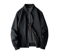Men's Jacket Spring and Autumn Casual Men's Handsome Pilot Zip Fx Standing Jacket Mens Snowboard Jacket Thirty Two (Black, XXXXL)