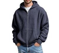 Men's Jacket Waffle Knit Hooded Jackets for Men UK Full Zip Hoodie Casual Long Sleeve Hoody Sweatshirt with Pockets Classic Solid Color Sports Hoodies Fashion Jacquard Waffle Knitted Coat with Hood