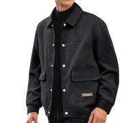 Men's Jackets 2026 Autumn and Winter Casual Style Long Sleeved Jacket Suitable for Outdoor Occasions (Black, XXL)