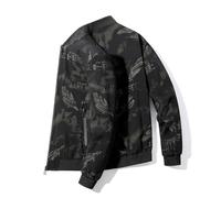 Men's Jackets, Bomber Jacket Men, Men's Spring Autumn Feather Print Casual Style Long Sleeve Jacket Fit Fashionable Versatile Outerwear Sweater For Daily Casual Wear And Street Style Fashion