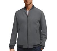 Men'S Jackets - Casual Jacket Business Stylish Baseball Collar Plaid Outerwear Lightweight Comfortable Autumn Coat (Grey M)