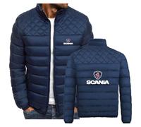 Men's Jackets for SCANIA Lightweight Winter Insulated Packable Cotton Coat Full Zip Warm Short Padded Outerwear for Men,Navy-M