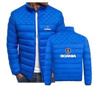 Men's Jackets for SCANIA Lightweight Winter Insulated Packable Cotton Coat Full Zip Warm Short Padded Outerwear for Men,Blue-S