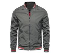 Men'S Jackets Full-Zip Baseball Collar Bomber Jackets Elasticated Cuffs Comfortable Windbreaker Solid Color Regular Fit Coats Casual Smart Oversized Outerwear Sport Walking Hiking M-5Xl