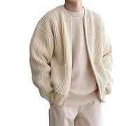 Mens Jackets, Mens Summer Jackets, Men's Fashion Sweater Coat Fall Knit Solid Color Have Pockets Round Neck Zipper Male Long Sleeve Sweater Knitwear Coat