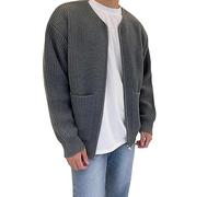 Mens Jackets, Mens Summer Jackets, Men's Fashion Sweater Coat Fall Knit Solid Color Have Pockets Round Neck Zipper Male Long Sleeve Sweater Knitwear Coat