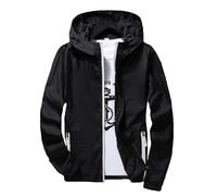 Mens Jackets Smart Casua Oversized-Hooded Thin Jackets Quick Dry Windbreaker Sports Outwear For Man Full Zip Pocket Shacket For Holiday Outdoor Use 02 Black 6XL