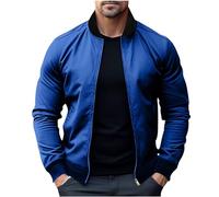 Mens Jackets Smart Casual Bomber Jackets with Pockets Lightweight Autumn Sport Coat Long Sleeve Collared Flight Jacket Plain Classic Fit Windbreaker Fall Outwear for Men