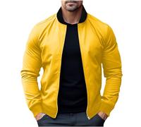 Mens Jackets Smart Casual Bomber Jackets with Pockets Lightweight Autumn Sport Coat Long Sleeve Collared Flight Jacket Plain Classic Fit Windbreaker Fall Outwear for Men