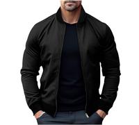 Mens Jackets Smart Casual Bomber Jackets with Pockets Lightweight Autumn Sport Coat Long Sleeve Collared Flight Jacket Plain Classic Fit Windbreaker Fall Outwear for Men
