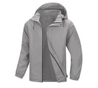 mens jackets smart casual - Mens Full Zipper Softshell Waterproof Jacket Lightweight Outdoor Hiking Rain Hooded Windbreak Coat Climbing Plain Military Work Hoody Raincoat with Pocket