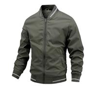 Mens Jackets Smart Casual-Summer Bomber Jacket Leisure Coat Men Varsity Harrington Jackets Cargo Outwear With Pockets Thin Holiday Outdoor Top Army Green M