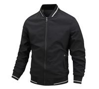 Mens Jackets Smart Casual-Summer Bomber Jacket Leisure Coat Men Varsity Harrington Jackets Cargo Outwear With Pockets Thin Holiday Outdoor Top Black 3XL